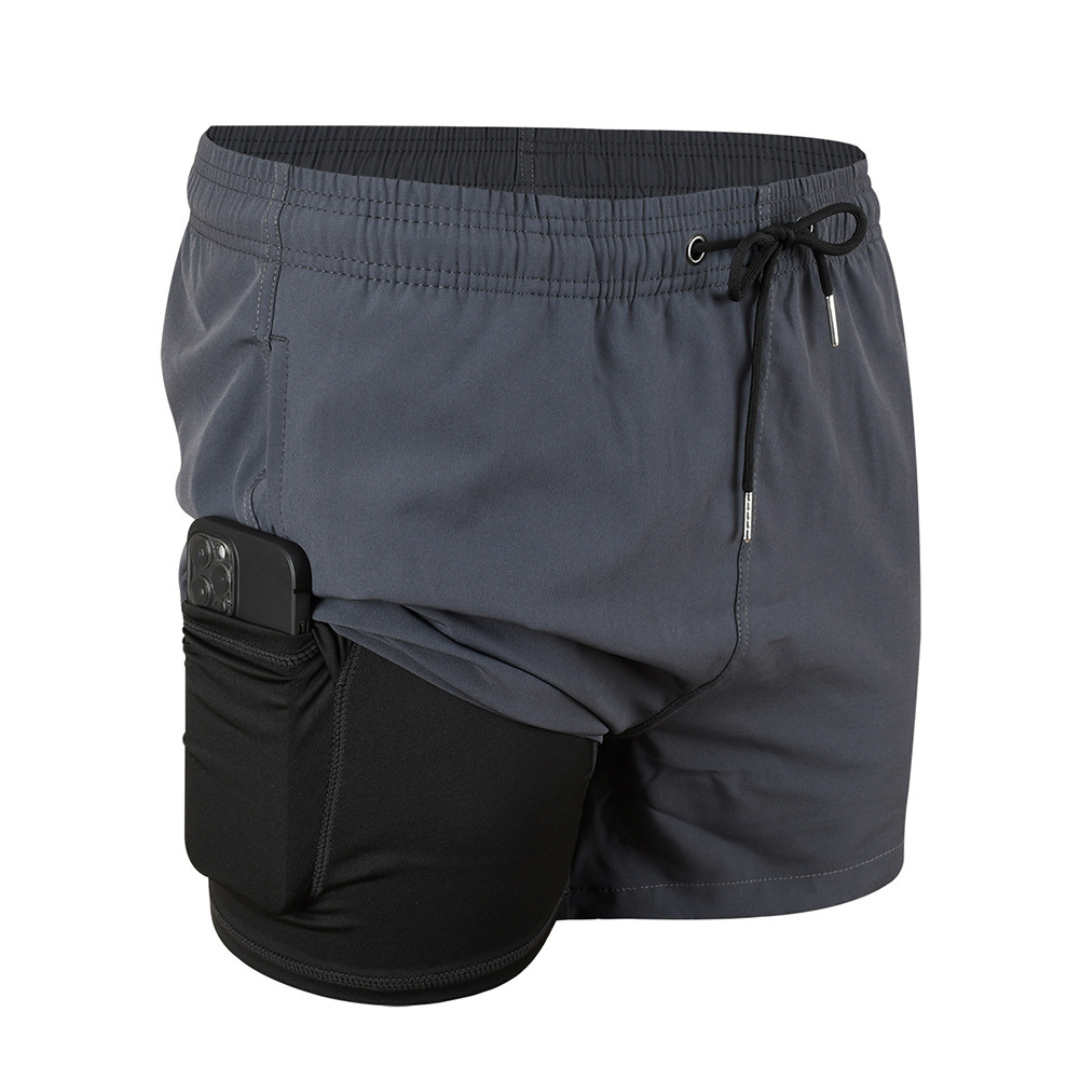 Double-Layered Swimming Trunks | Dark Grey