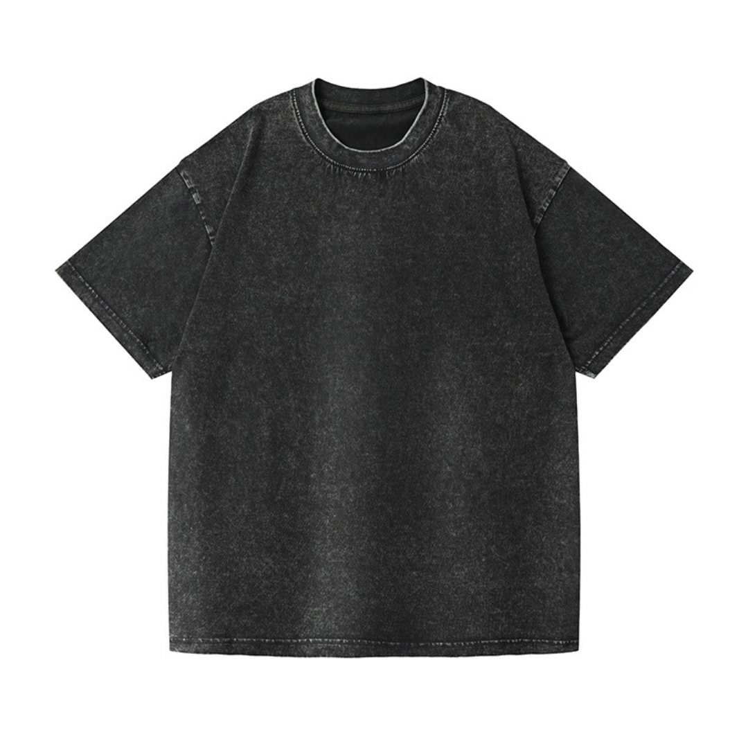 Washed Drop Shoulder Short-Sleeve T-Shirt | Premium 230GSM Fabric | Black
