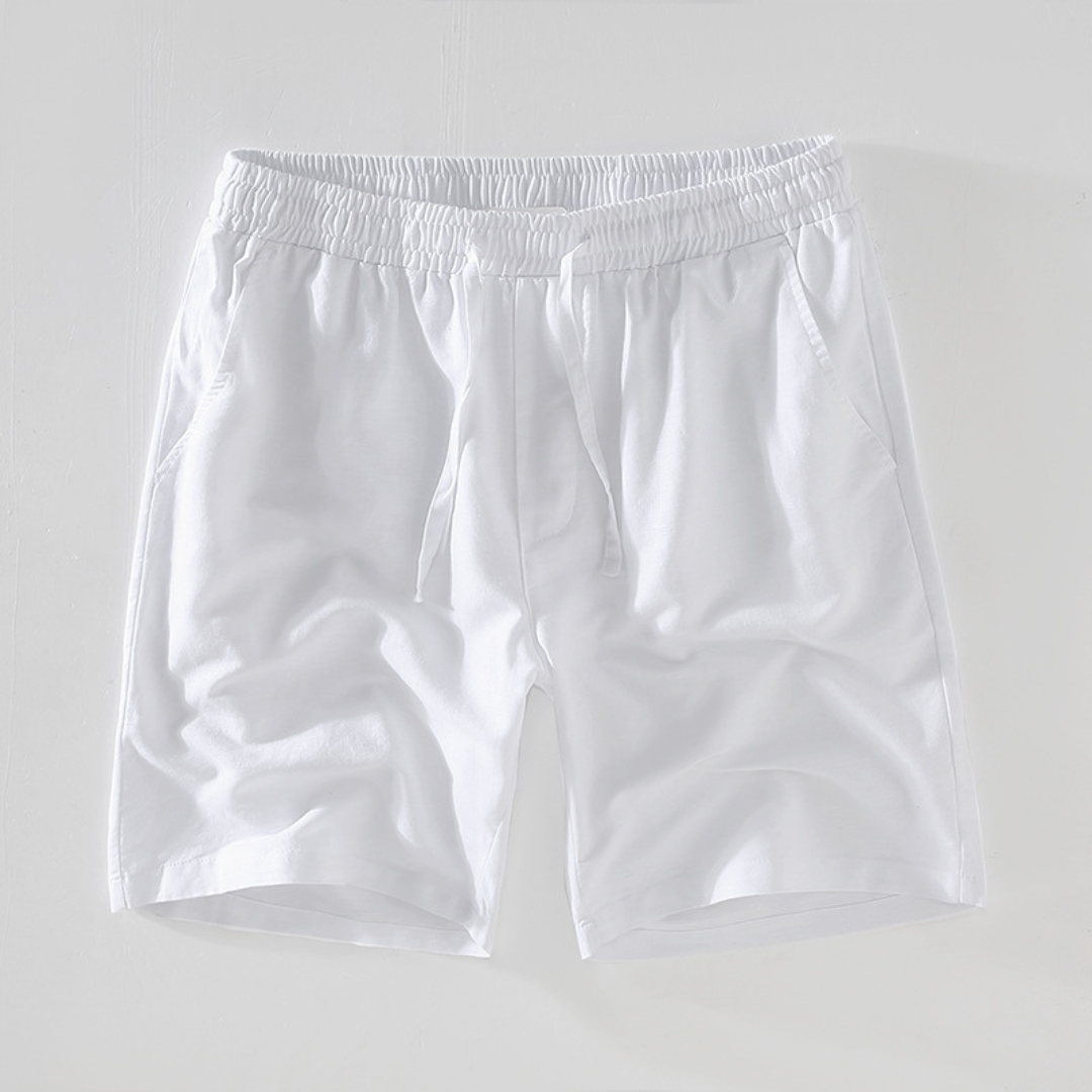 Light & Comfy Linen Drawstring Shorts | White