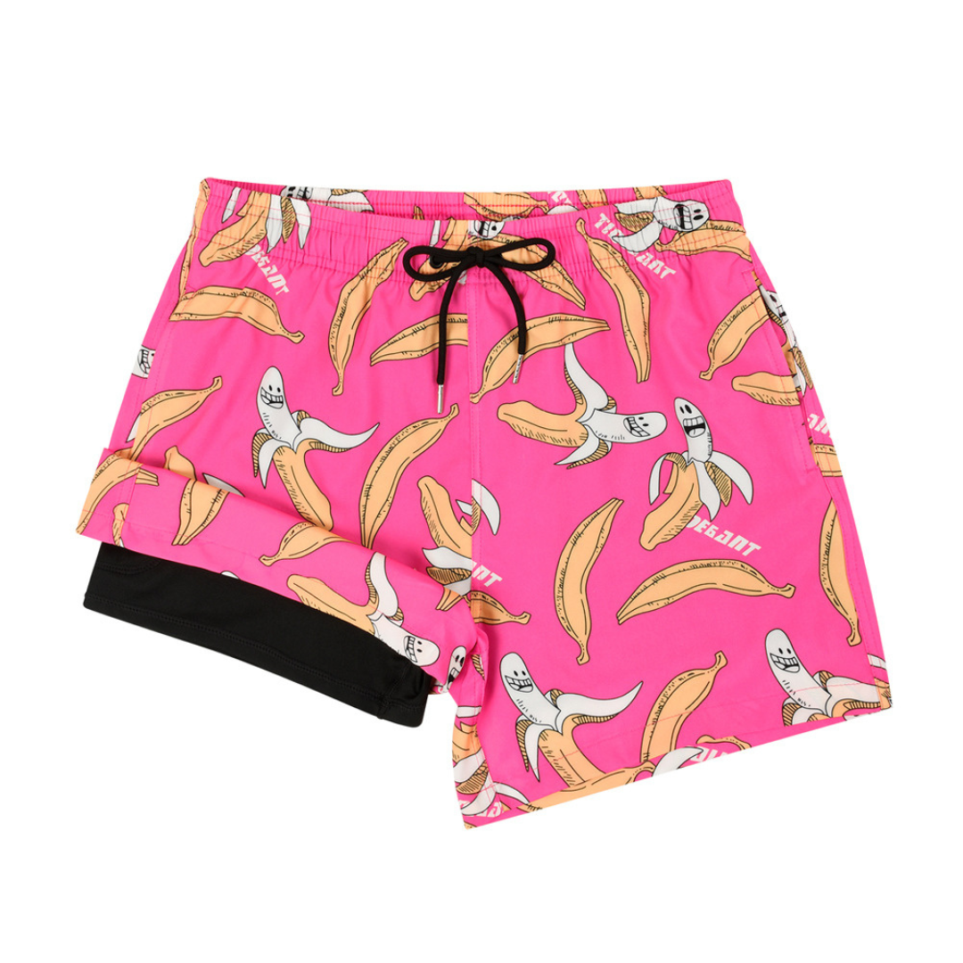 Double-Layered Swimming Trunks | Pink Banana