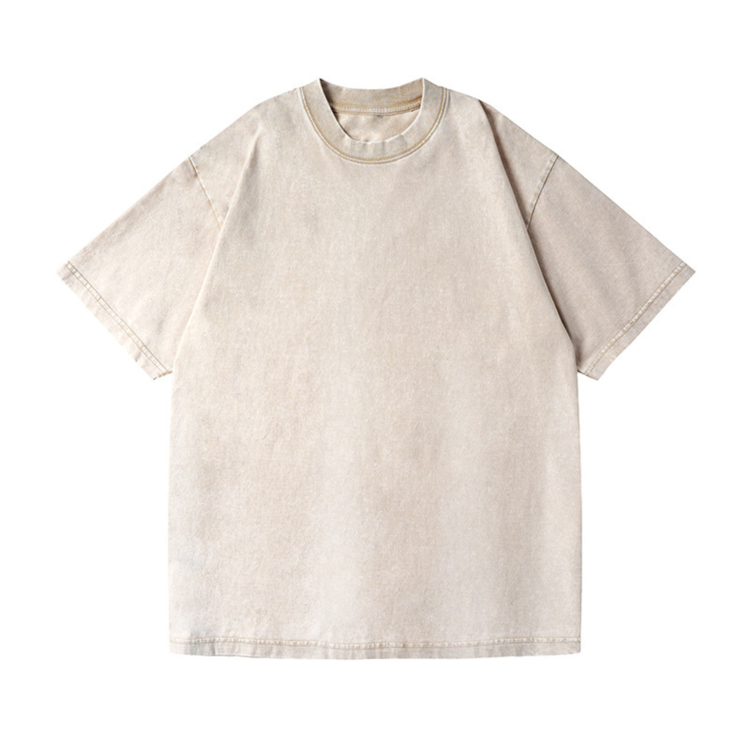 Washed Drop Shoulder Short-Sleeve T-Shirt | Premium 230GSM Fabric | Beige