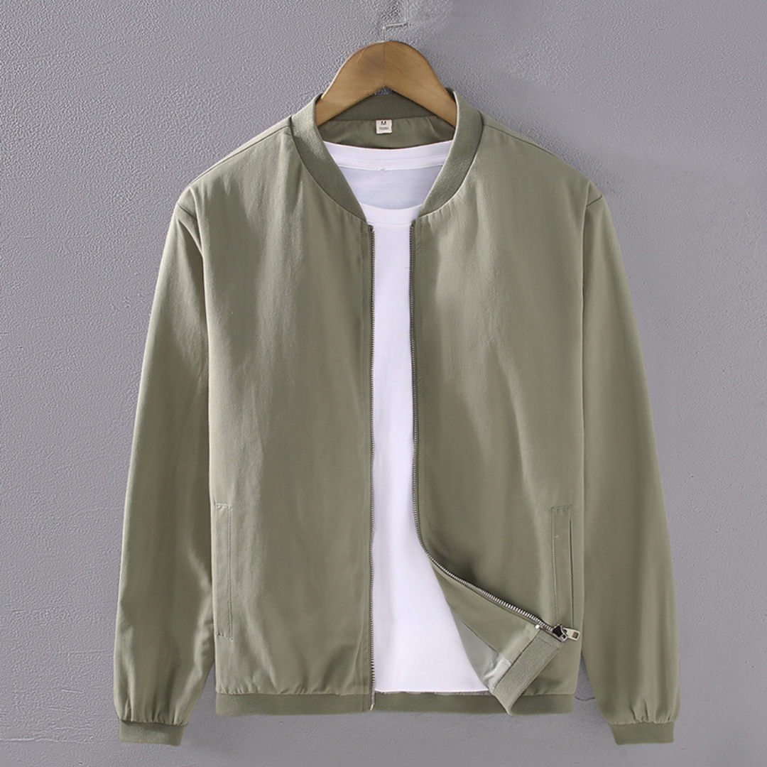 Light Baseball Collar Jacket | Grey Green