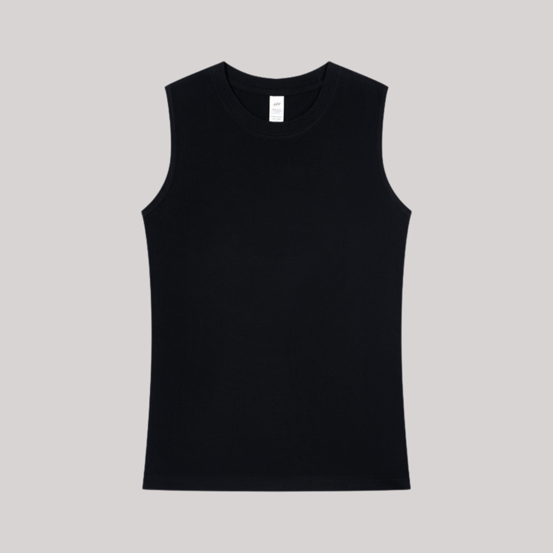 Classic Round Neck Heavyweight Vest | Black