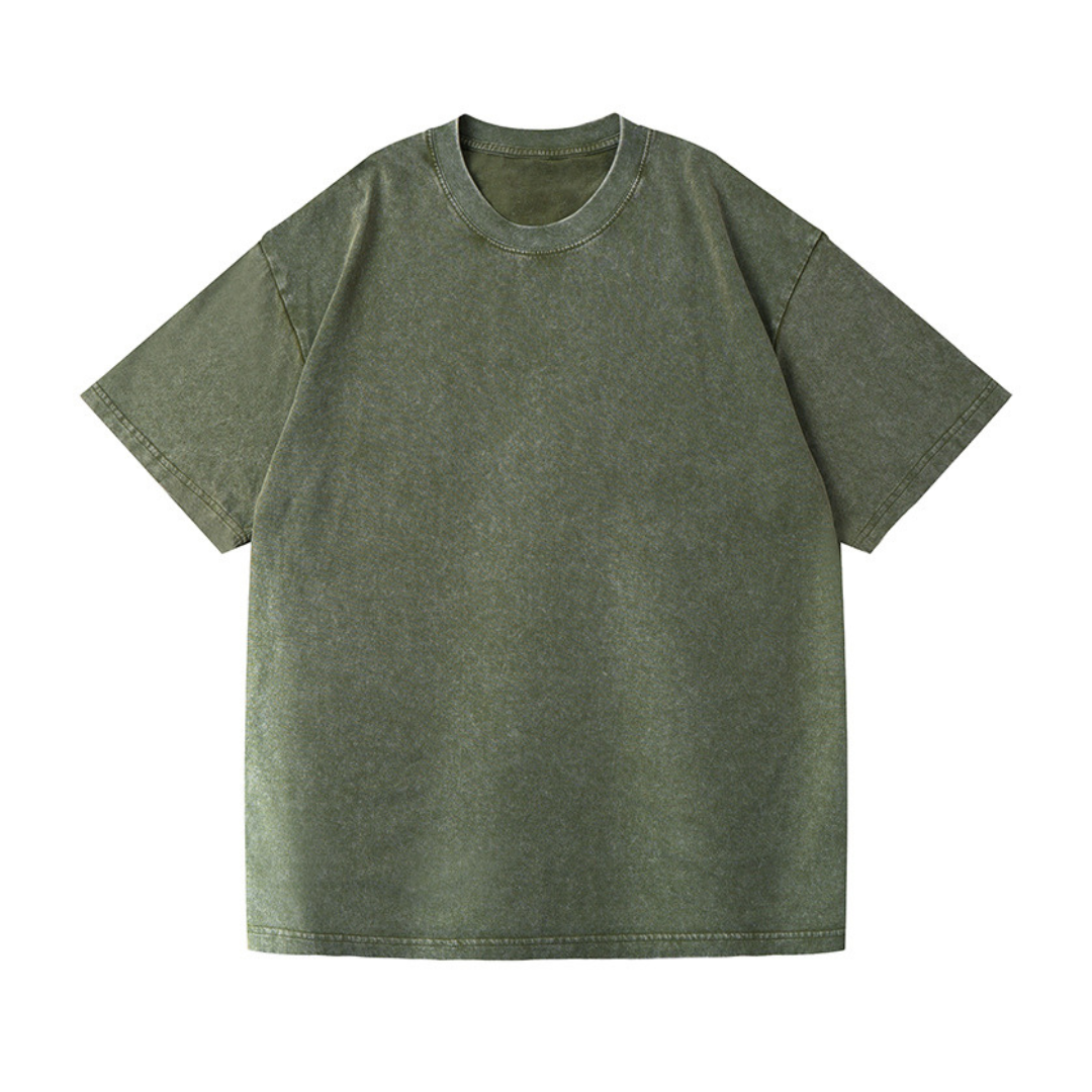 Washed Drop Shoulder Short-Sleeve T-Shirt | Premium 230GSM Fabric | Army Green