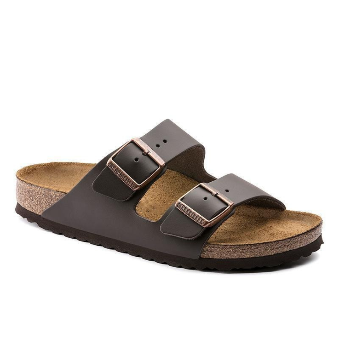 Two-Strap Arizona Leather Sandal | Dark Brown Leather