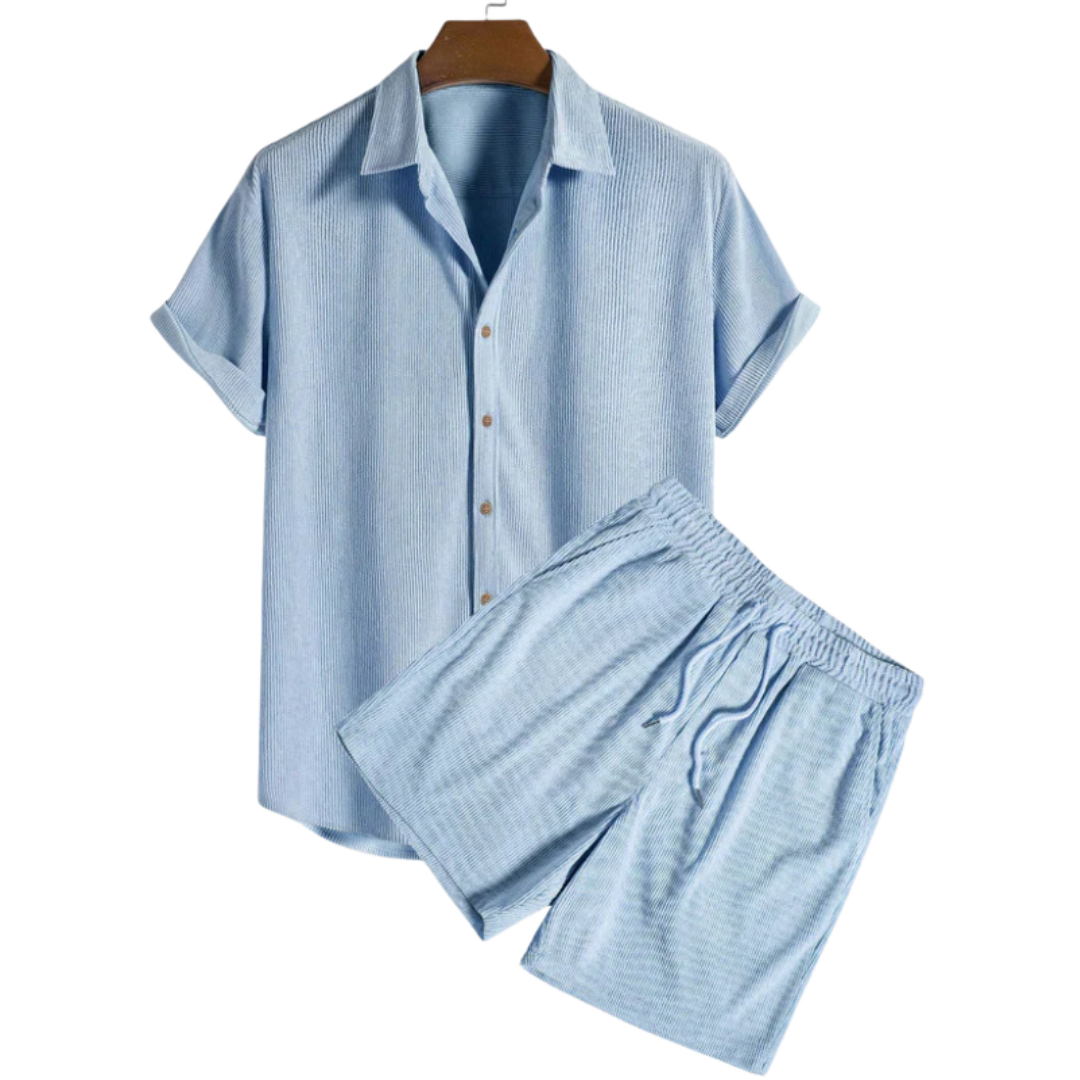 Casual Corduroy Two-Piece Set | Light Blue