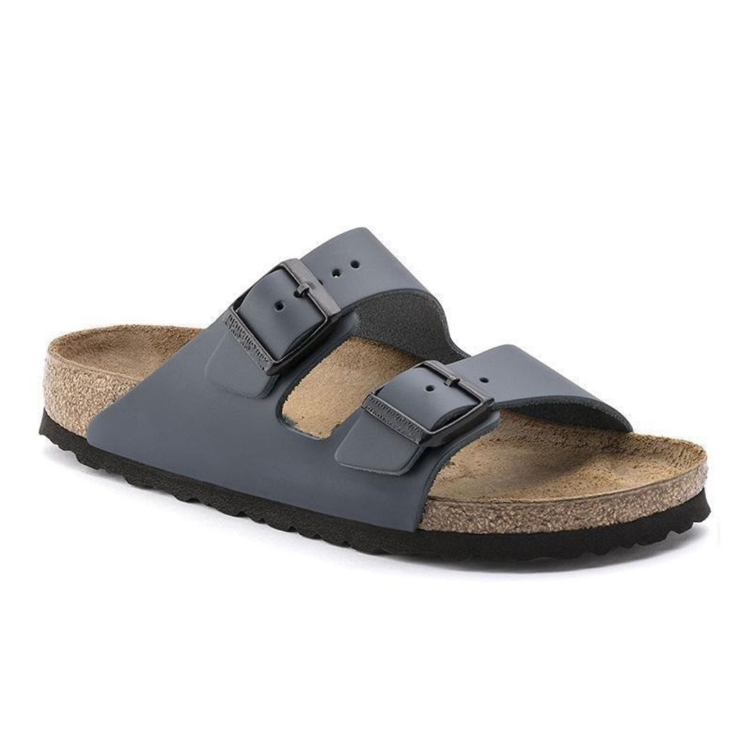 Two-Strap Arizona Leather Sandal | Grey Leather