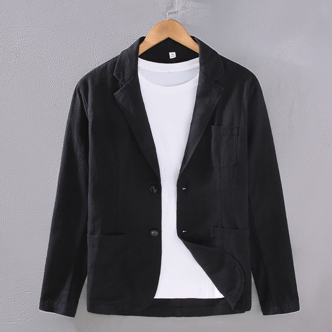 Casual Light Linen Suit Jacket | Black