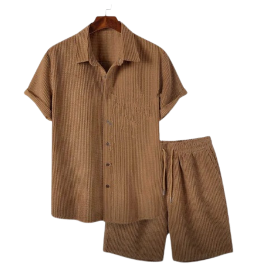 Casual Corduroy Two-Piece Set | Brown