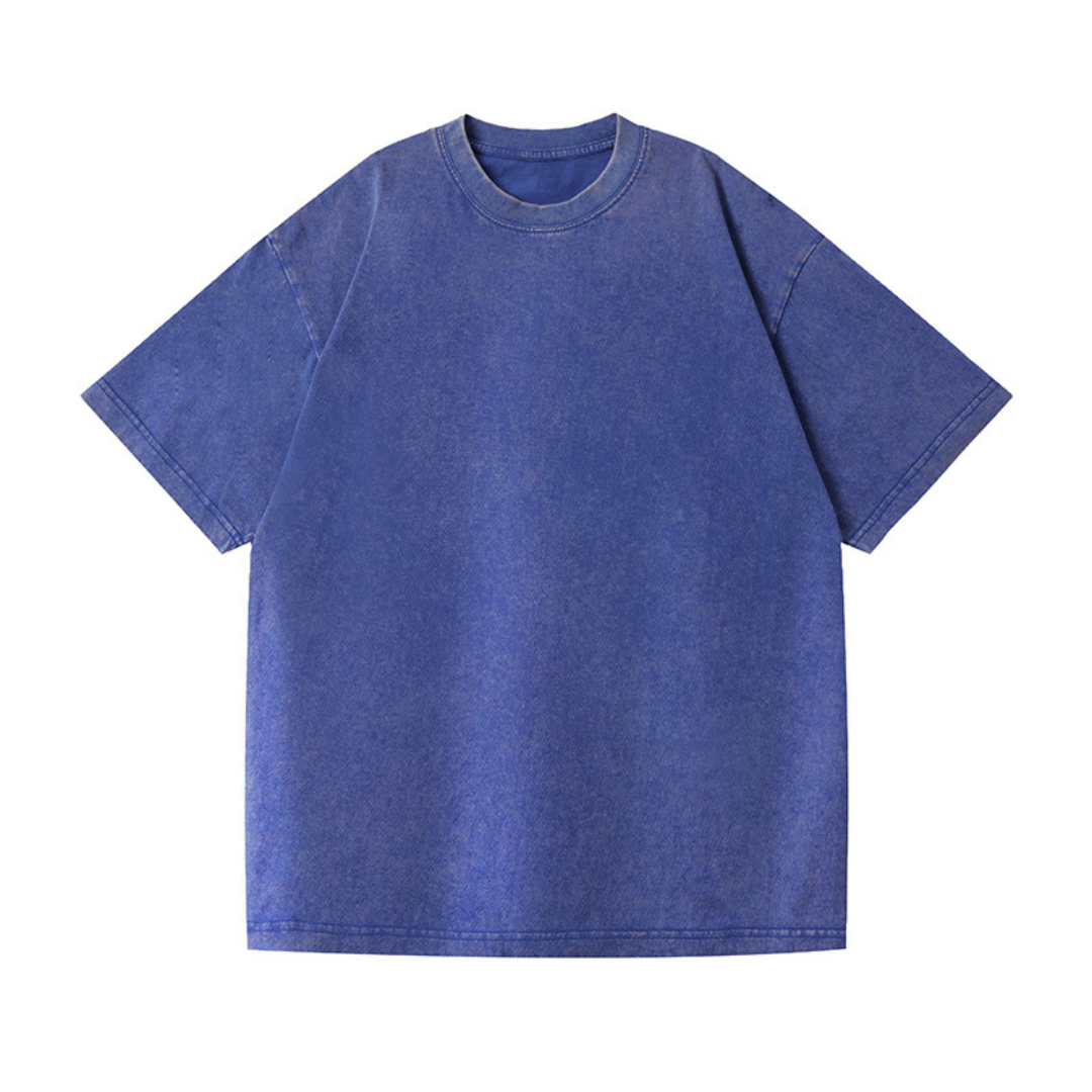 Washed Drop Shoulder Short-Sleeve T-Shirt | Premium 230GSM Fabric | Blue
