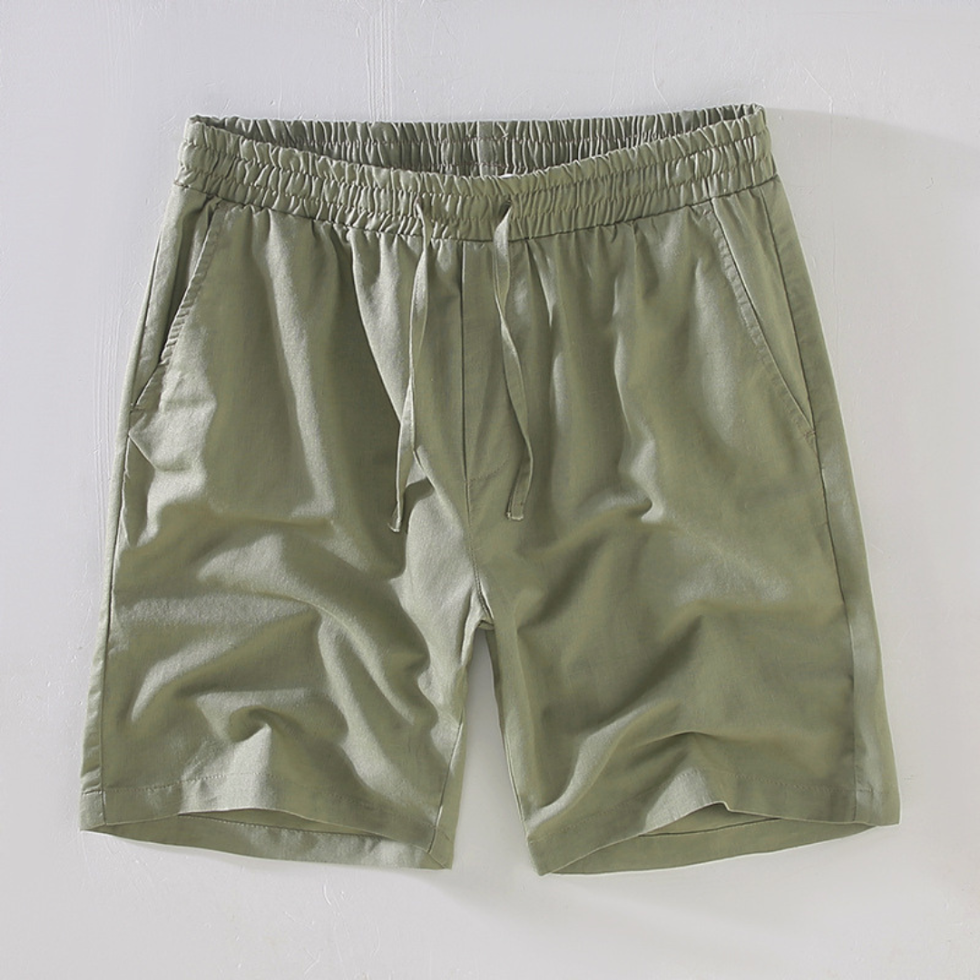 Light & Comfy Linen Drawstring Shorts | Light Green