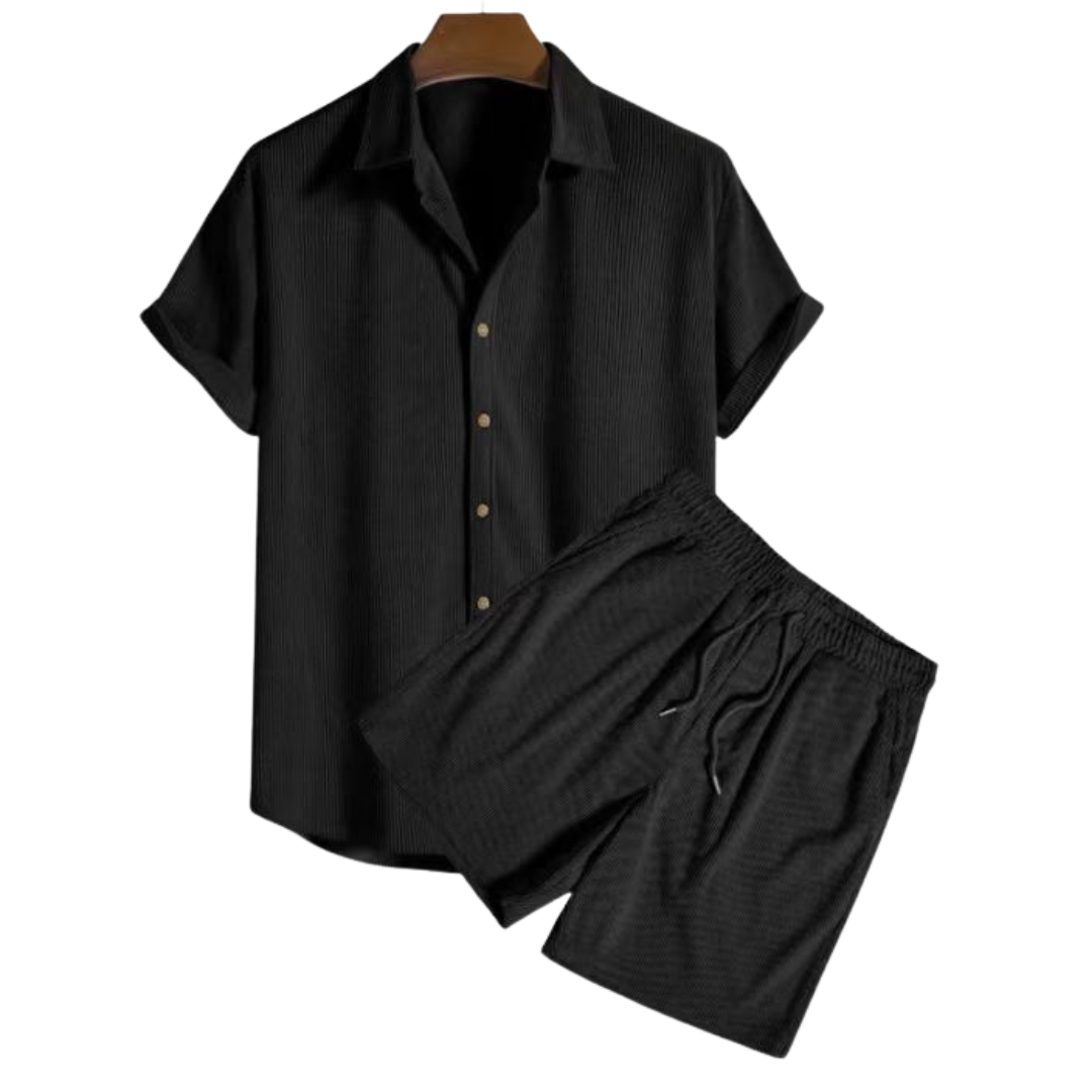 Casual Corduroy Two-Piece Set | Black