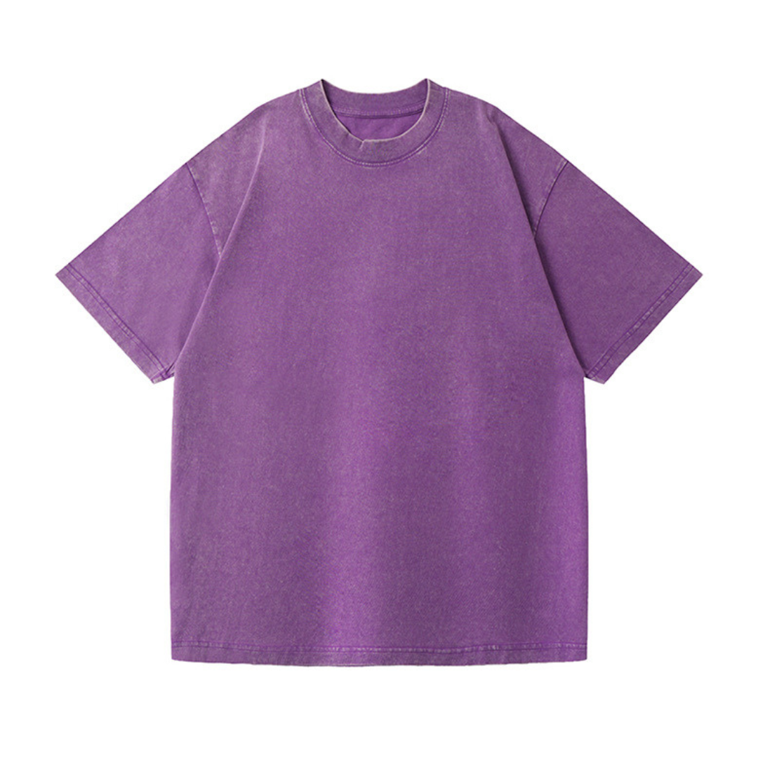 Washed Drop Shoulder Short-Sleeve T-Shirt | Premium 230GSM Fabric | Purple