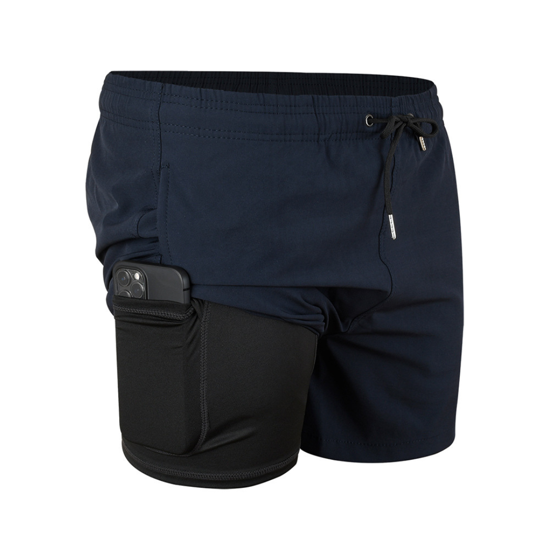 Double-Layered Swimming Trunks | Navy Blue