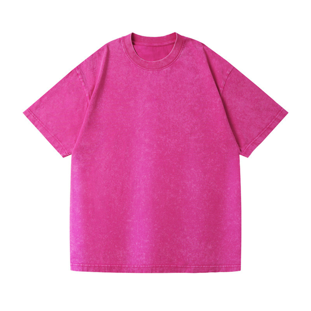 Washed Drop Shoulder Short-Sleeve T-Shirt | Premium 230GSM Fabric | Pink