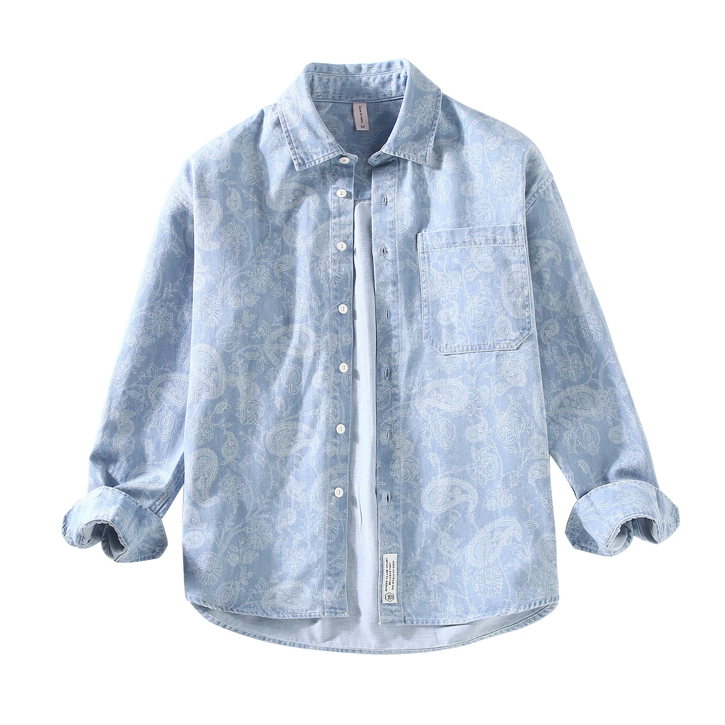 Men's Denim Printed Long Sleeve Shirt