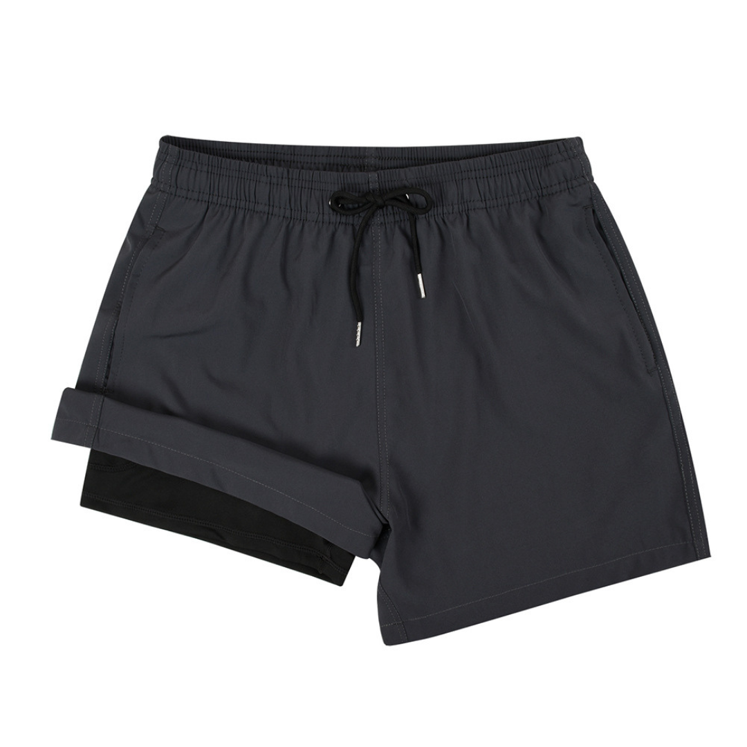 Double-Layered Swimming Trunks | Dark Grey