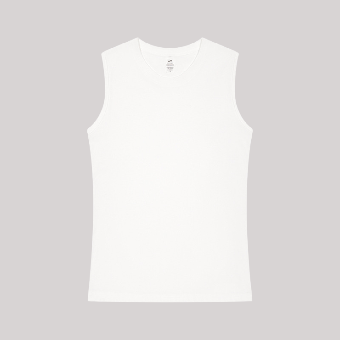 Classic Round Neck Heavyweight Vest | White