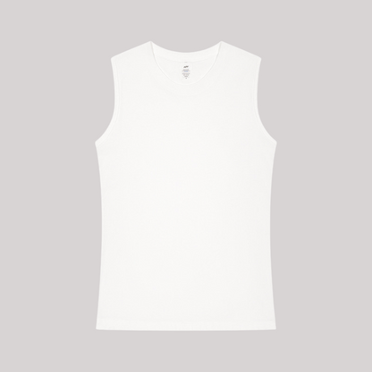 Classic Round Neck Heavyweight Vest | White