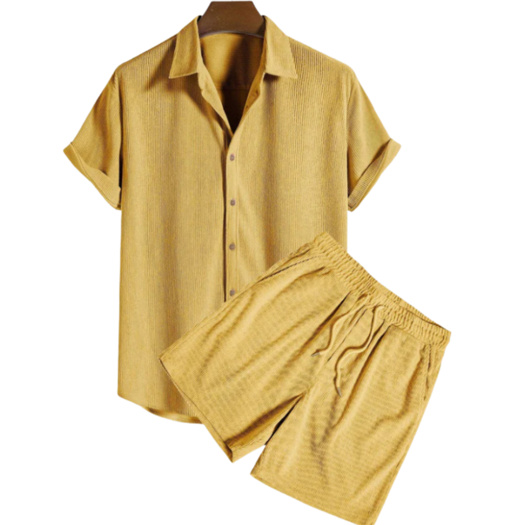Casual Corduroy Two-Piece Set | Yellow