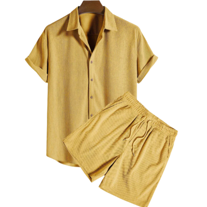Casual Corduroy Two-Piece Set | Yellow