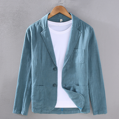 Casual Light Linen Suit Jacket | Light Blue