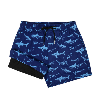 Double-Layered Swimming Trunks | Deep Blue Shark