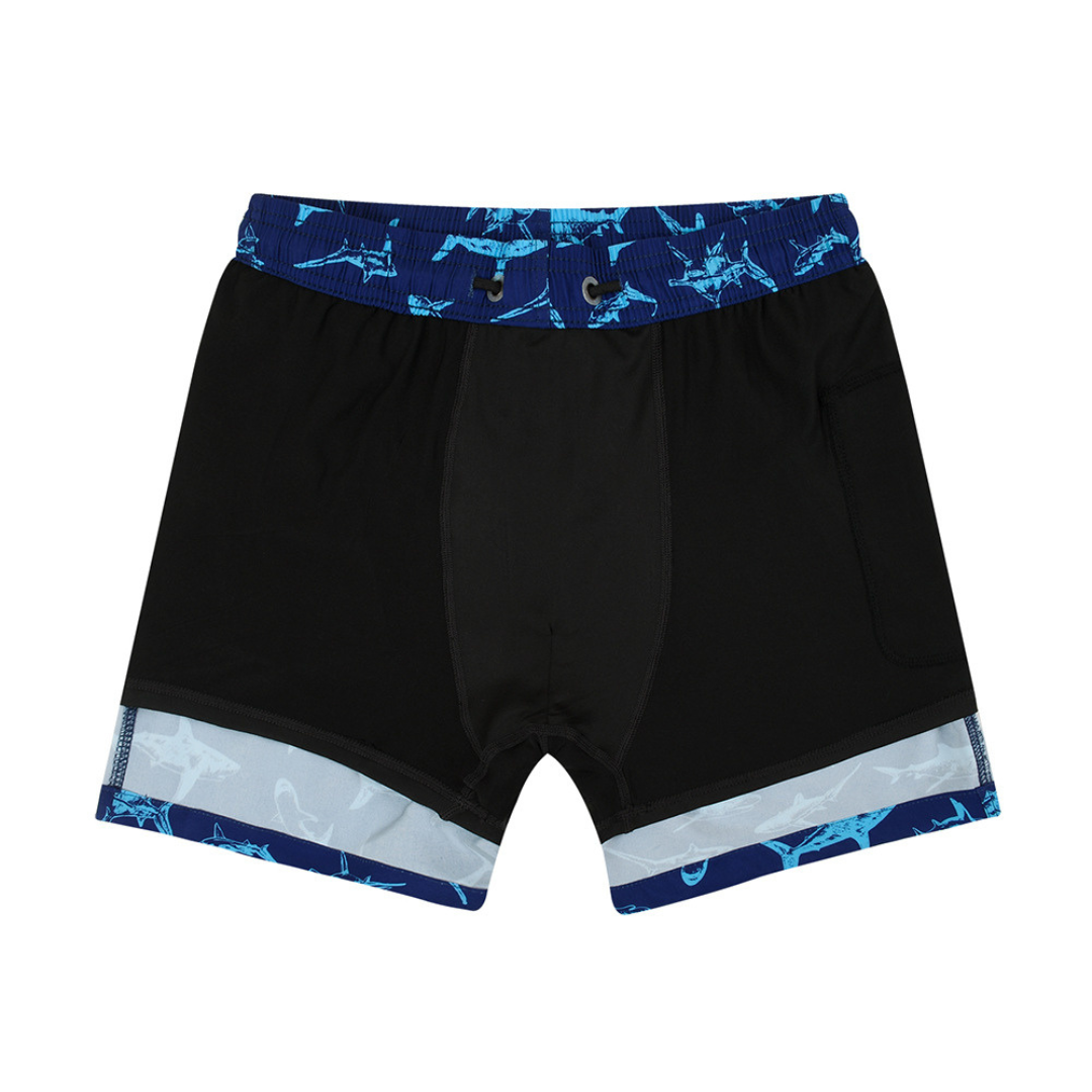 Double-Layered Swimming Trunks | Deep Blue Shark