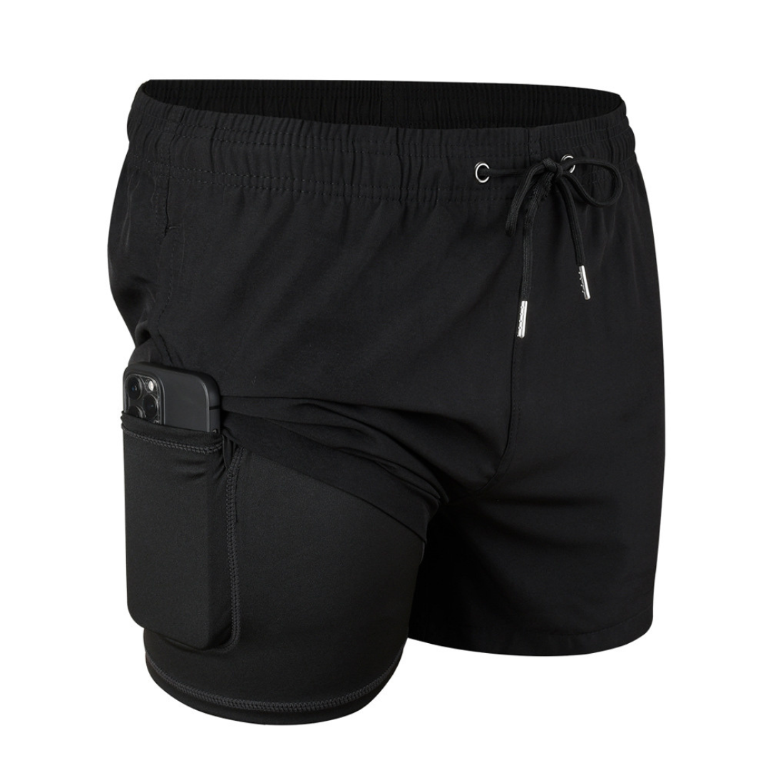 Double-Layered Swimming Trunks | Black