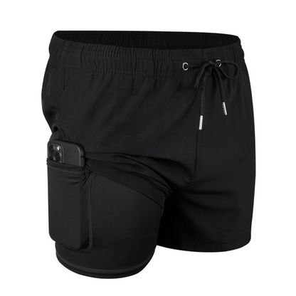 Double-Layered Swimming Trunks | Black