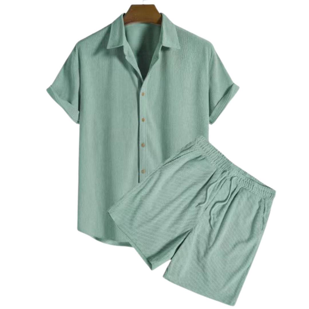 Casual Corduroy Two-Piece Set | Lime Green