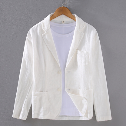 Casual Light Linen Suit Jacket | White
