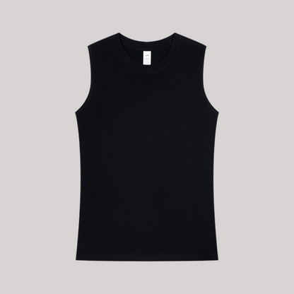 Classic Round Neck Heavyweight Vest | Black