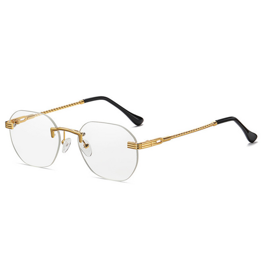 Frameless Clear Unisex Sunglasses | Gold Frame | Clear Lenses