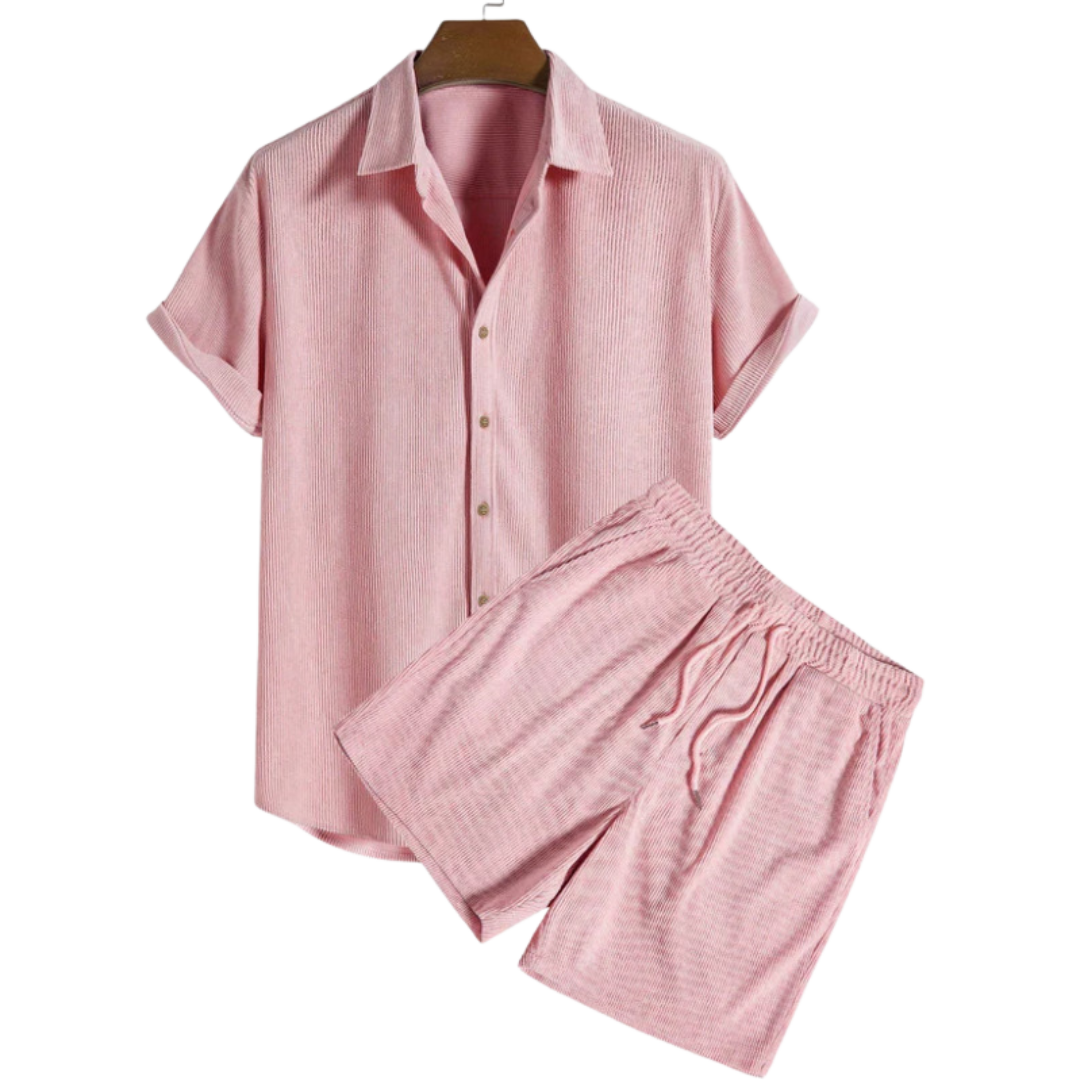 Casual Corduroy Two-Piece Set | Pink