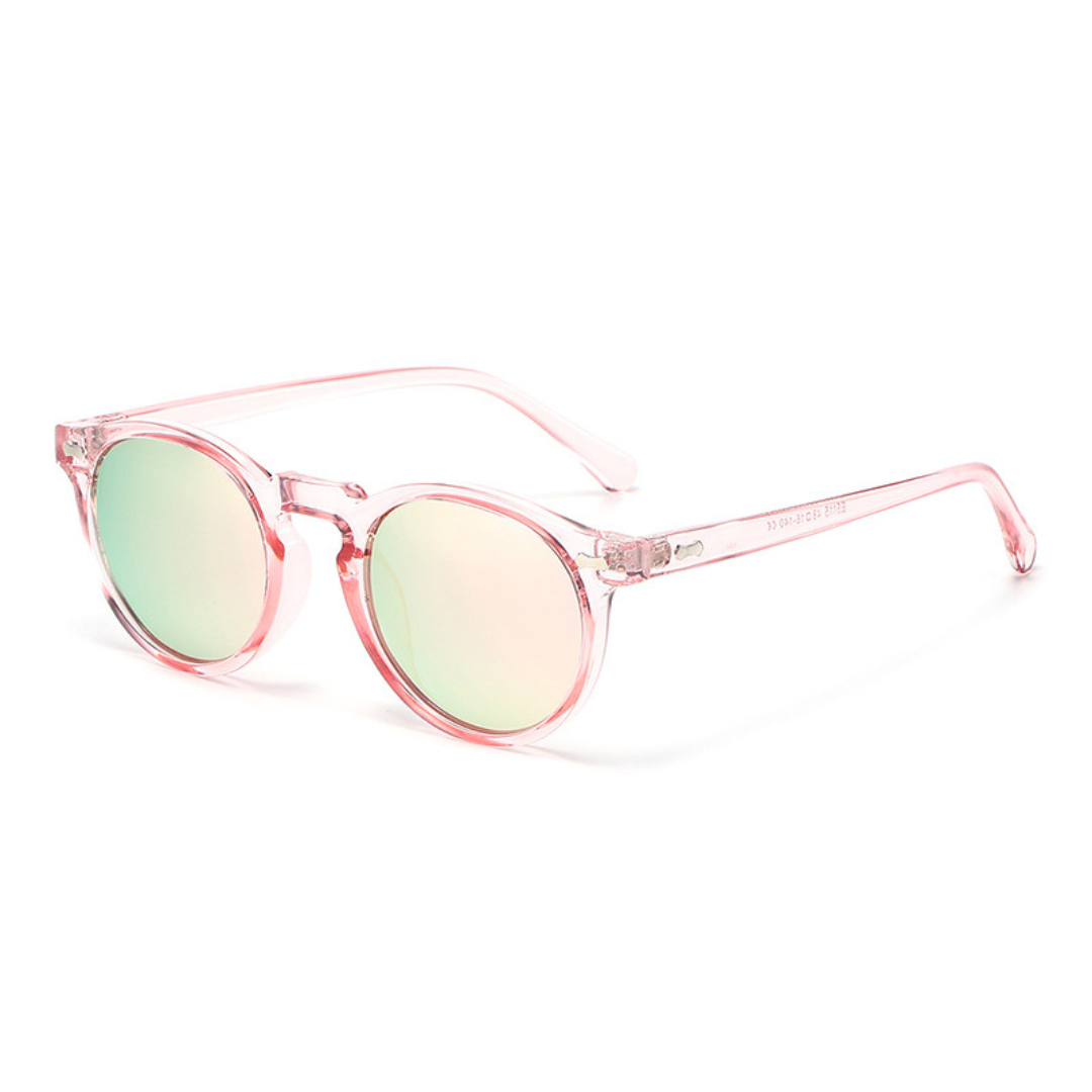 Round-Frame Unisex Polarized Sunglasses | Transparent Pink