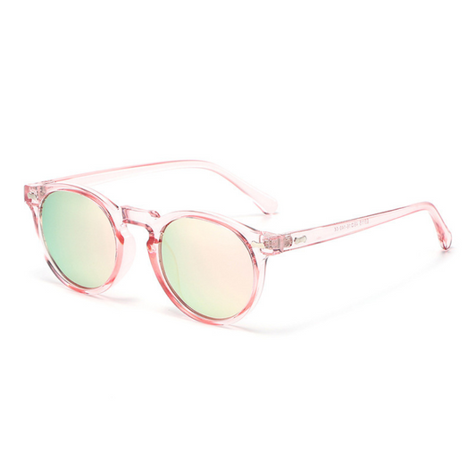Round-Frame Unisex Polarized Sunglasses | Transparent Pink