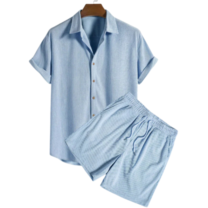 Casual Corduroy Two-Piece Set | Light Blue