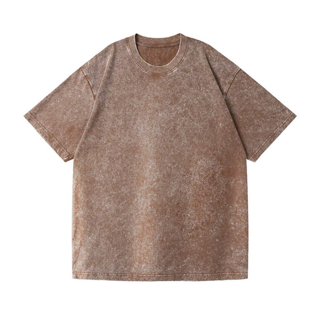 Washed Drop Shoulder Short-Sleeve T-Shirt | Premium 230GSM Fabric | Brown