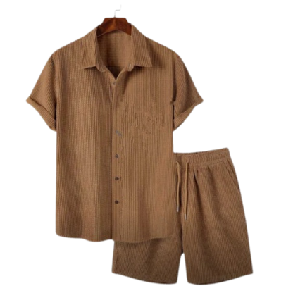Casual Corduroy Two-Piece Set | Brown