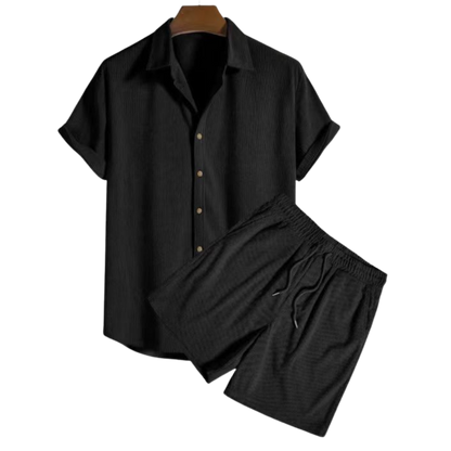 Casual Corduroy Two-Piece Set | Black