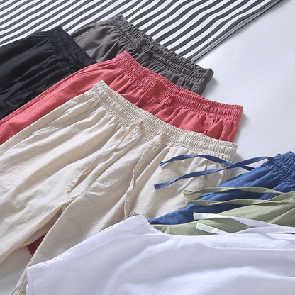 Light & Comfy Linen Drawstring Shorts | White