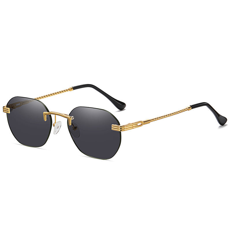 Frameless Polarized Unisex Sunglasses | Gold Frame | Black Lenses