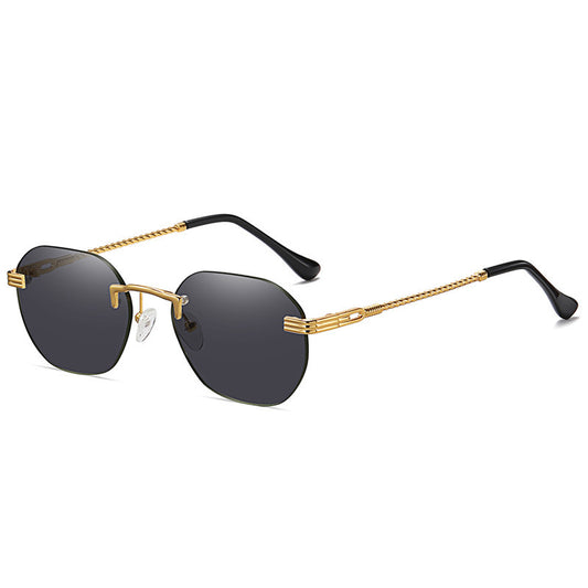 Frameless Polarized Unisex Sunglasses | Gold Frame | Black Lenses
