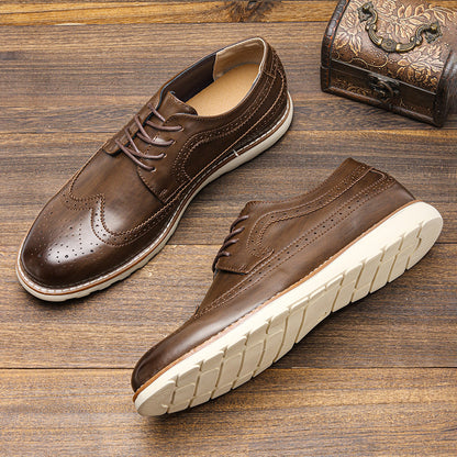 Ultra-Light Brogue Retro Leather Sneakers