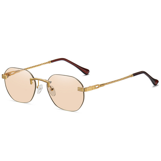 Frameless Polarized Unisex Sunglasses | Gold Frame | Light Tea Lenses